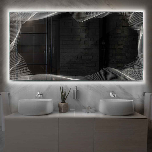 Oglinda LED Orizontala, Fara functii, LED 4000K Neutru - Gama Simetria Model 3