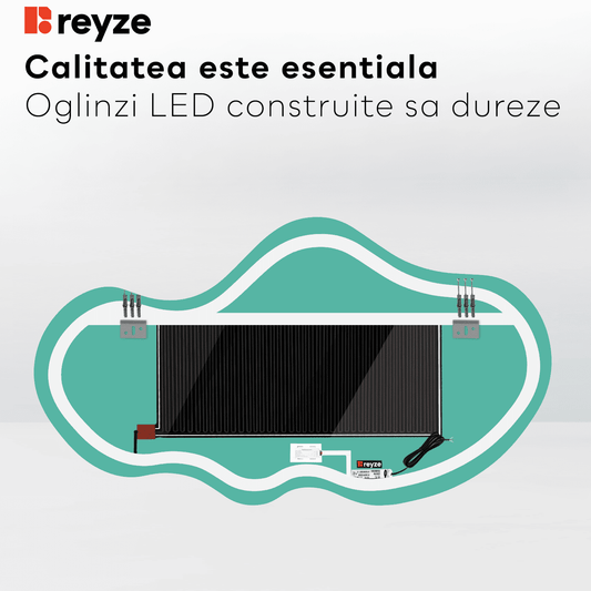 Oglinda LED Asimetrica v2, Touch LED, Dimare, Dezaburire, LED Reglabil 3000K-6000K - Gama Ambient Model 1