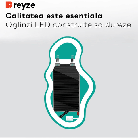 Oglinda LED Asimetrica v3, Touch LED, Dimare, Dezaburire, LED 6000K Rece - Gama Salono Model 1