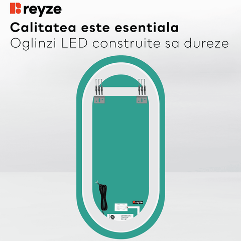 Oglinda LED Ovala, Touch LED, Dimare, LED 6000K Rece - Gama Ambient Model 1