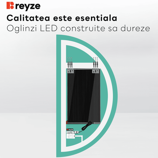Oglinda LED Semiluna (Dreapta), Touch LED, Dimare, Dezaburire, LED 6000K Rece - Gama Ambient Model 1