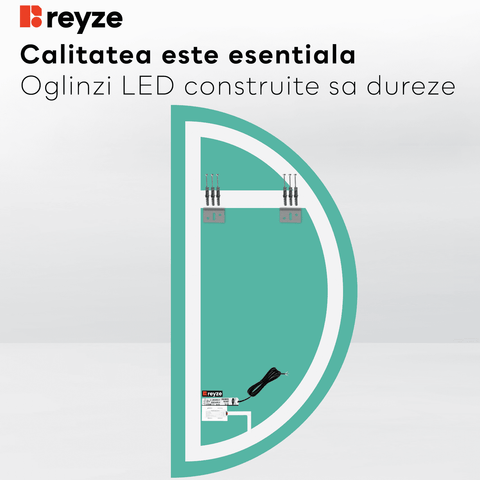 Oglinda LED Semiluna (Stanga), Touch LED, Dimare, LED 4000K Neutru - Gama Ambient Model 1