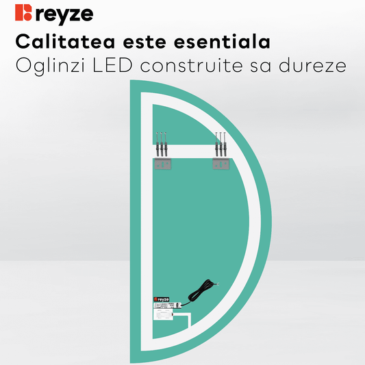 Oglinda LED Semiluna (Stanga), Touch LED, Dimare, LED 6000K Rece - Gama Ambient Model 1