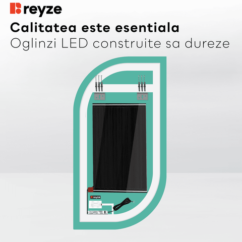 Oglinda LED Semiovala v1, Touch LED, Dimare, Dezaburire, LED 3000K Cald - Gama Ambient Model 1