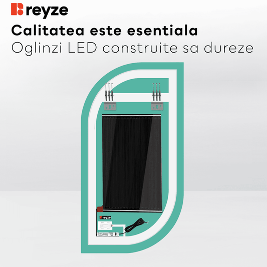 Oglinda LED Semiovala v1, Touch LED, Dimare, Dezaburire, LED 4000K Neutru - Gama Salono Model 1