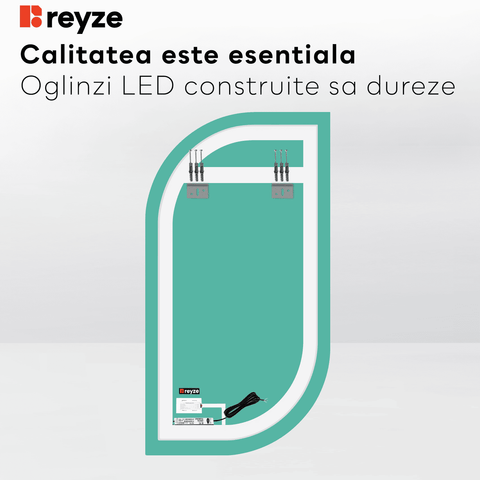 Oglinda LED Semiovala v1, Touch LED, Dimare, LED 3000K Cald - Gama Ambient Model 1