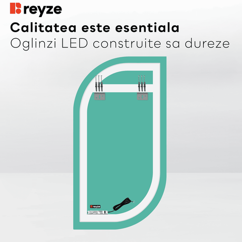 Oglinda LED Semiovala v1, Fara functii, LED 6000K Rece - Gama Ambient Model 1
