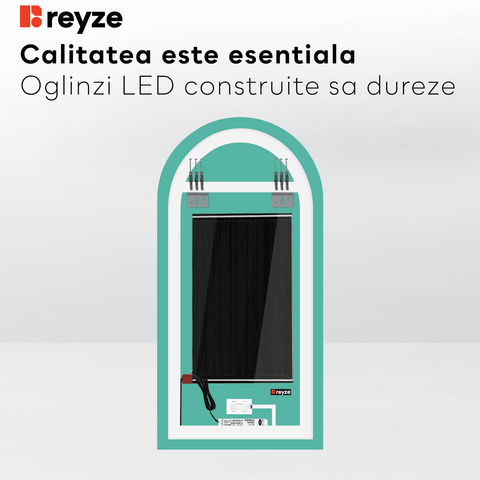 Oglinda LED Semiovala Verticala 60x100 cm cu butoane touch si dezaburire lumina Neutra 4000K Reyze Ambient 1