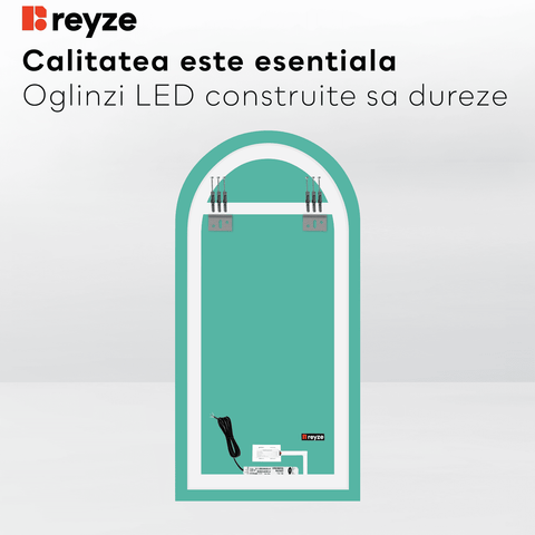 Oglinda LED Semiovala v2, Touch LED, Dimare, LED 6000K Rece - Gama Ambient Model 1