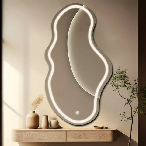 Oglinda LED Asimetrica v3, Touch LED, Dimare, LED 4000K Neutru - Gama Salono Model 1