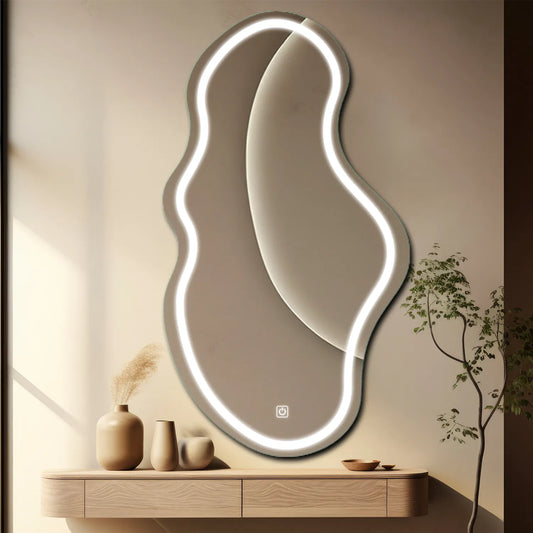 Oglinda LED Asimetrica v3, Touch LED, Dimare, LED 6000K Rece - Gama Salono Model 1