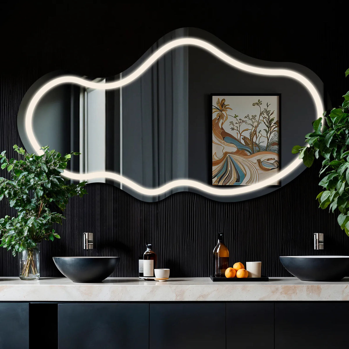 Oglinda LED Asimetrica v2, Fara functii, LED 4000K Neutru - Gama Salono Model 1