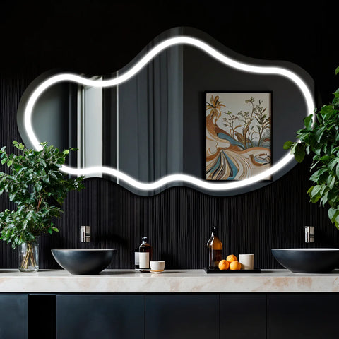 Oglinda LED Asimetrica v2, Fara functii, LED 6000K Rece - Gama Salono Model 1