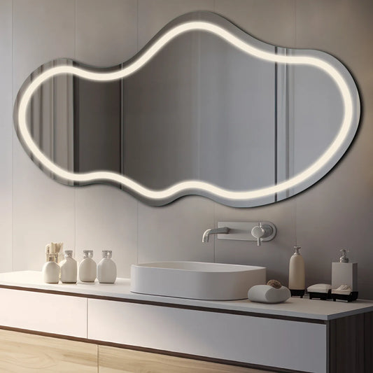 Oglinda LED Asimetrica v2, Fara functii, LED 4000K Neutru - Gama Salono Model 1