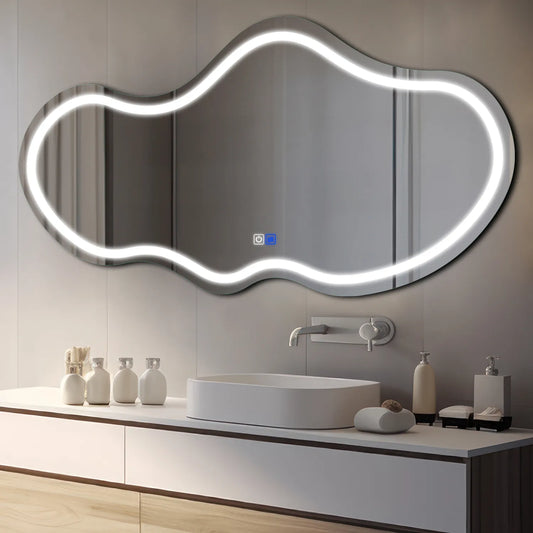 Oglinda LED Asimetrica v2, Touch LED, Dimare, Dezaburire, LED 6000K Rece - Gama Salono Model 1