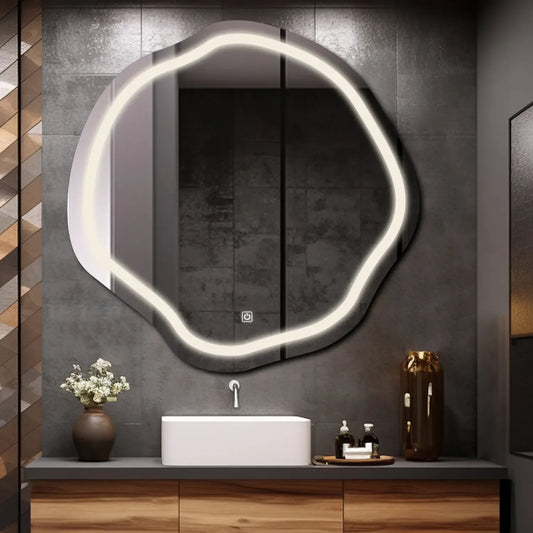 Oglinda LED Asimetrica v5, Touch LED, Dimare, LED 4000K Neutru - Gama Salono Model 1