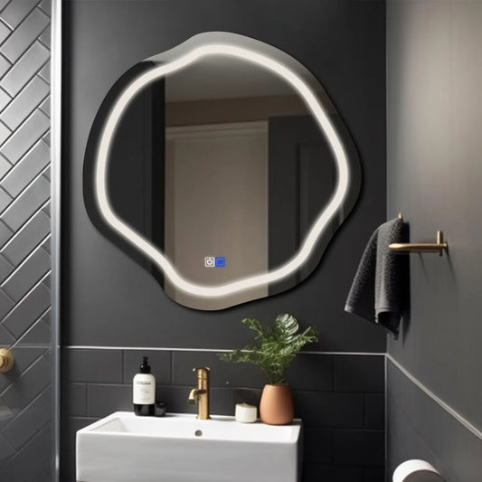 Oglinda LED Asimetrica v5, Touch LED, Dimare, Dezaburire, LED 4000K Neutru - Gama Salono Model 1