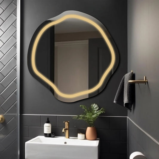 Oglinda LED Asimetrica v5, Fara functii, LED 3000K Cald - Gama Salono Model 1