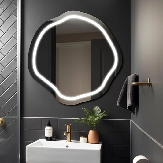 Oglinda LED Asimetrica v5, Fara functii, LED 6000K Rece - Gama Salono Model 1