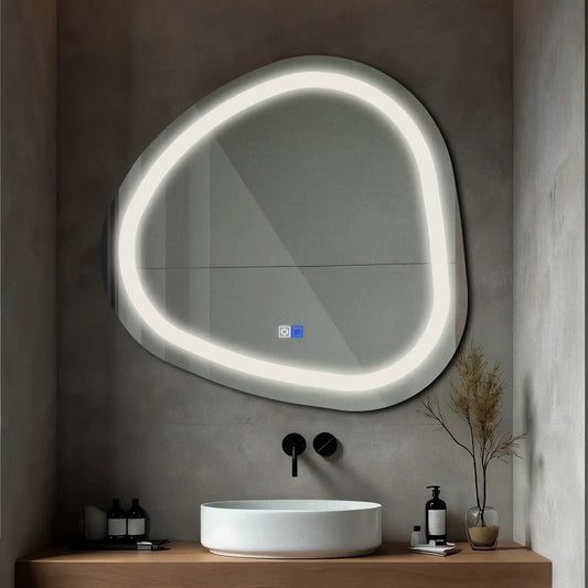Oglinda LED Asimetrica v1 - Butoane Touch | Dimare | Functie Dezaburire | LED 4000K Neutru - Gama Salono Model 1