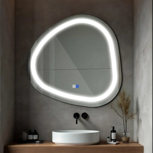 Oglinda LED Asimetrica v1 - Butoane Touch | Dimare | Functie Dezaburire | LED 6000K Rece - Gama Salono Model 1