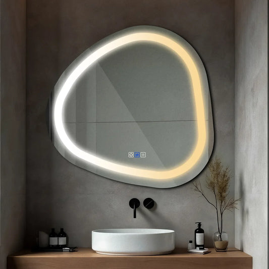 Oglinda LED Asimetrica v1 - Butoane tactile | Dimare | Functie dezaburire | Temperatura LED Reglabila (3000K -> 6000K) | - Gama Salono Model LED 1