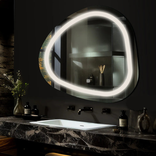 Oglinda LED Asimetrica v1, Touch LED, Dimare, LED 4000K Neutru - Gama Salono Model 1