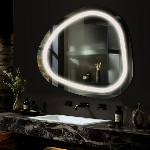 Oglinda LED Asimetrica v1, Touch LED, Dimare, LED 4000K Neutru - Gama Salono Model 1