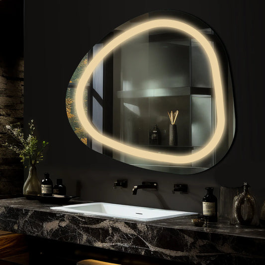 Oglinda LED Asimetrica v1, Fara functii, LED 3000K Cald - Gama Salono Model 1