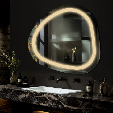 Oglinda LED Asimetrica v1, Fara functii, LED 3000K Cald - Gama Salono Model 1