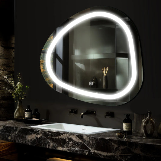 Oglinda LED Asimetrica v1, Touch LED, Dimare, LED 6000K Rece - Gama Salono Model 1