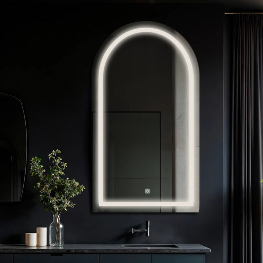 Oglinda LED Semiovala v2, Touch LED, Dimare, LED 4000K Neutru - Gama Salono Model 1