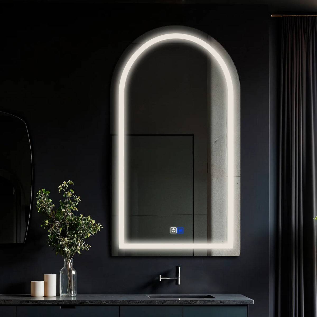 Oglinda LED Semiovala v2, Touch LED, Dimare, Dezaburire, LED 4000K Neutru - Gama Salono Model 1