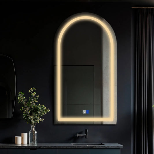 Oglinda LED Semiovala v2, Touch LED, Dimare, Dezaburire, LED 3000K Cald - Gama Salono Model 1