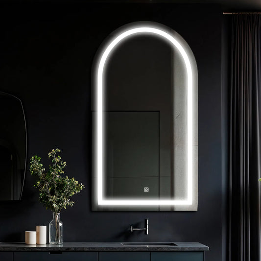 Oglinda LED Semiovala v2, Touch LED, Dimare, LED 6000K Rece - Gama Salono Model 1