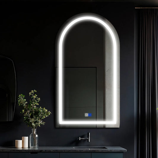 Oglinda LED Semiovala v2, Touch LED, Dimare, Dezaburire, LED 6000K Rece - Gama Salono Model 1