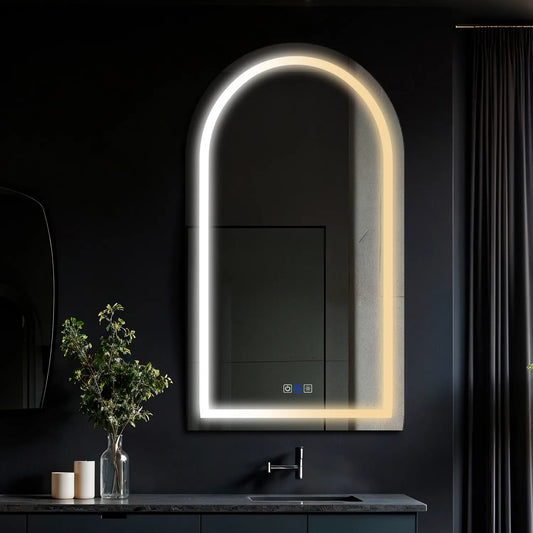 Oglinda LED Semiovala v2, Touch LED, Dimare, Dezaburire, LED Reglabil 3000K-6000K - Gama Salono Model 1