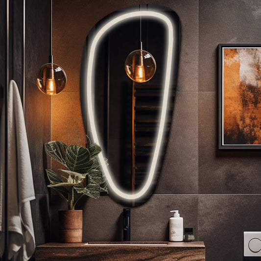 Oglinda LED Asimetrica v4, Fara functii, LED 4000K Neutru - Gama Salono Model 1