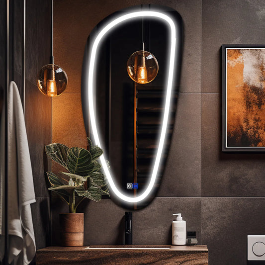 Oglinda LED Asimetrica v4, Touch LED, Dimare, Dezaburire, LED 6000K Rece - Gama Salono Model 1