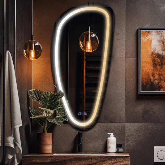 Oglinda LED Asimetrica v4, Touch LED, Dimare, Dezaburire, LED Reglabil 3000K-6000K - Gama Salono Model 1