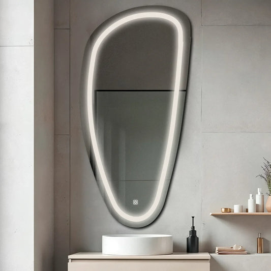 Oglinda LED Asimetrica v4, Touch LED, Dimare, LED 4000K Neutru - Gama Salono Model 1