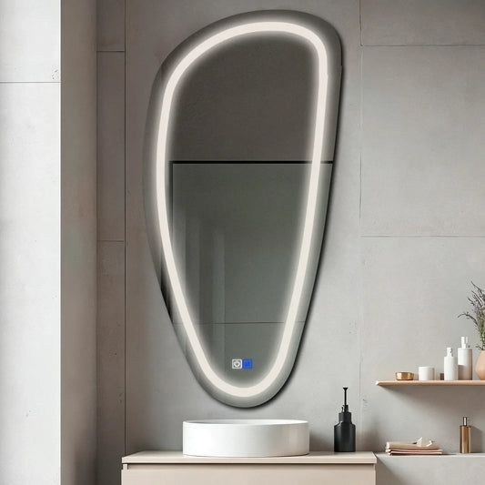 Oglinda LED Asimetrica v4, Touch LED, Dimare, Dezaburire, LED 4000K Neutru - Gama Salono Model 1