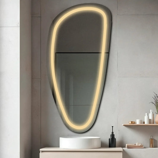 Oglinda LED Asimetrica v4, Fara functii, LED 3000K Cald - Gama Salono Model 1