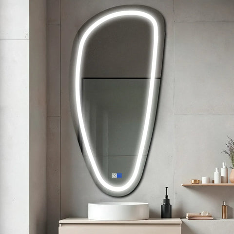 Oglinda LED Asimetrica v4, Touch LED, Dimare, Dezaburire, LED 6000K Rece - Gama Salono Model 1