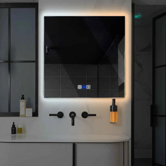 Oglinda LED Patrata 100x100 cm Touch LED, Dimare, Dezaburire, LED Reglabil 3000K-6000K - Gama Ambient Model 1