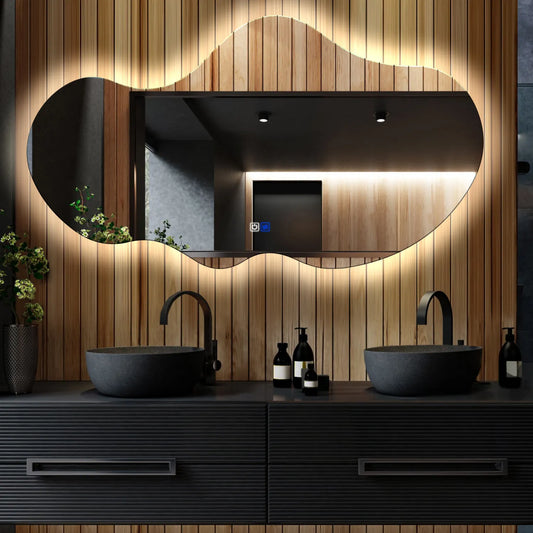 Oglinda LED Asimetrica v2, Touch LED, Dimare, Dezaburire, LED 4000K Neutru - Gama Ambient Model 1