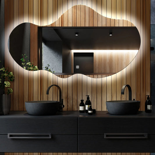 Oglinda LED Asimetrica v2, Touch LED, Dimare, LED 6000K Rece - Gama Ambient Model 1