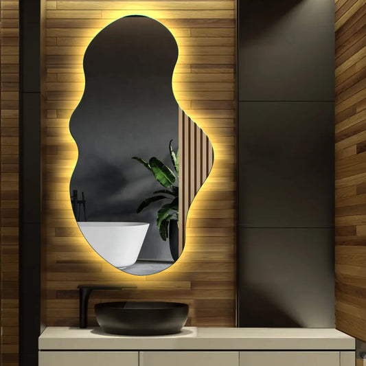 Oglinda LED Asimetrica v3, Fara functii, LED 3000K Cald - Gama Ambient Model 1