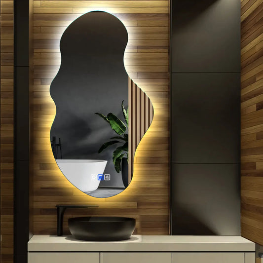 Oglinda LED Asimetrica v3, Touch LED, Dimare, Dezaburire, LED Reglabil 3000K-6000K - Gama Ambient Model 1