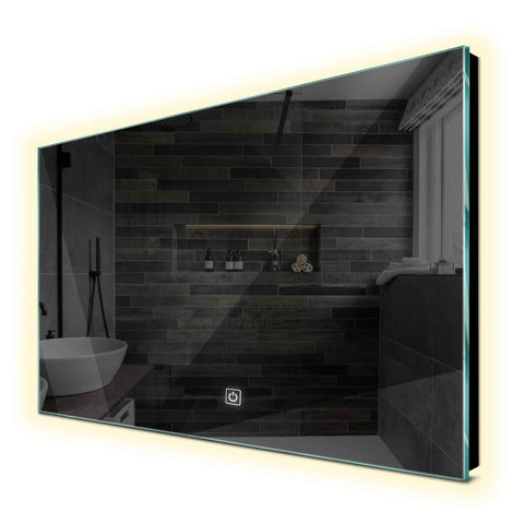 Oglinda LED orizontala 120x60 cm cu lumina LED neutra Gama Ambient Model 1 cu buton touch - Reyze